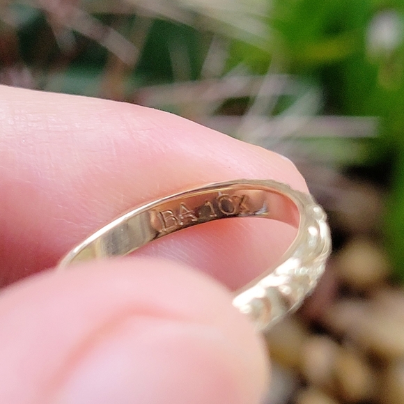 Solid 10K Handmade Ornate Edwardian Style Ring Band, size 6 - Picture 12 of 13